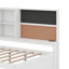 Lit de jour double avec tablettes de rangement, tableau noir, tableau de liège, ports USB et lit gigogne