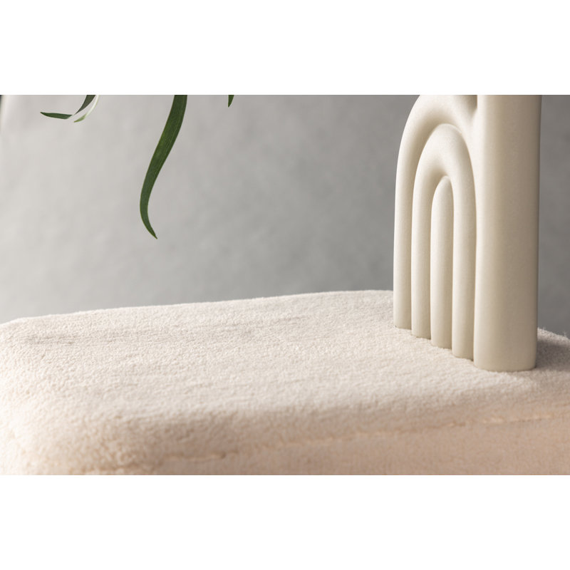 Cristache 45cm Wide Pouffe Ottoman, White Polyester