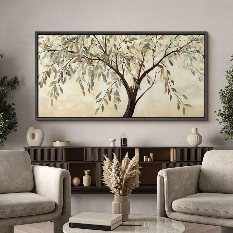 «Tree Green Leaves», impression sur toile encadrée surdimensionnée, Noir, noir, noir, noir, H 30 po x l 60 po