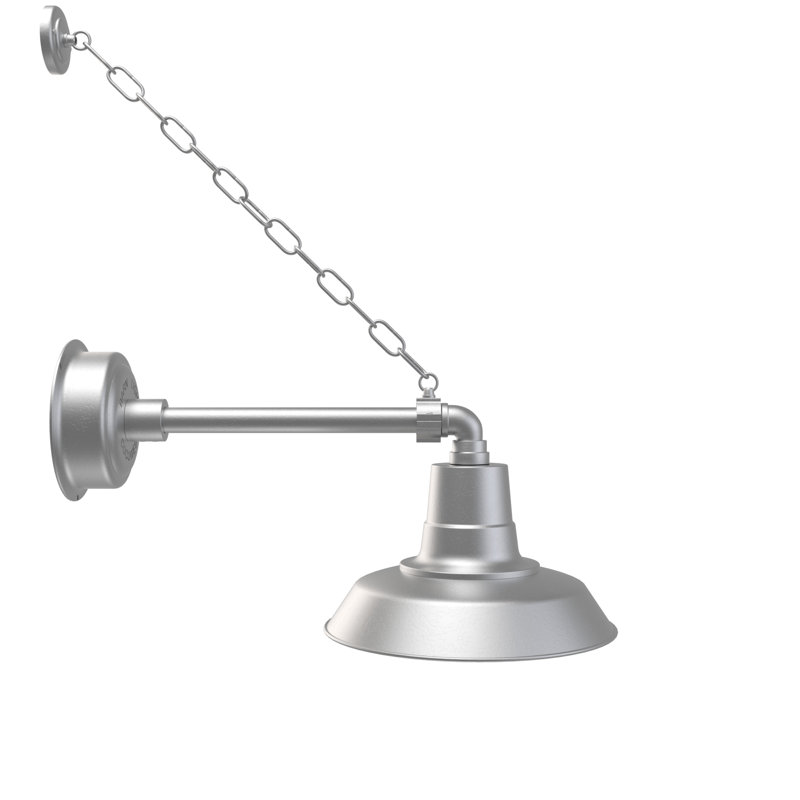 Luminaire de grange d'extérieur à DEL Haleigh, H 13 po x l 12 po x P 23 po, Argent galvanisé