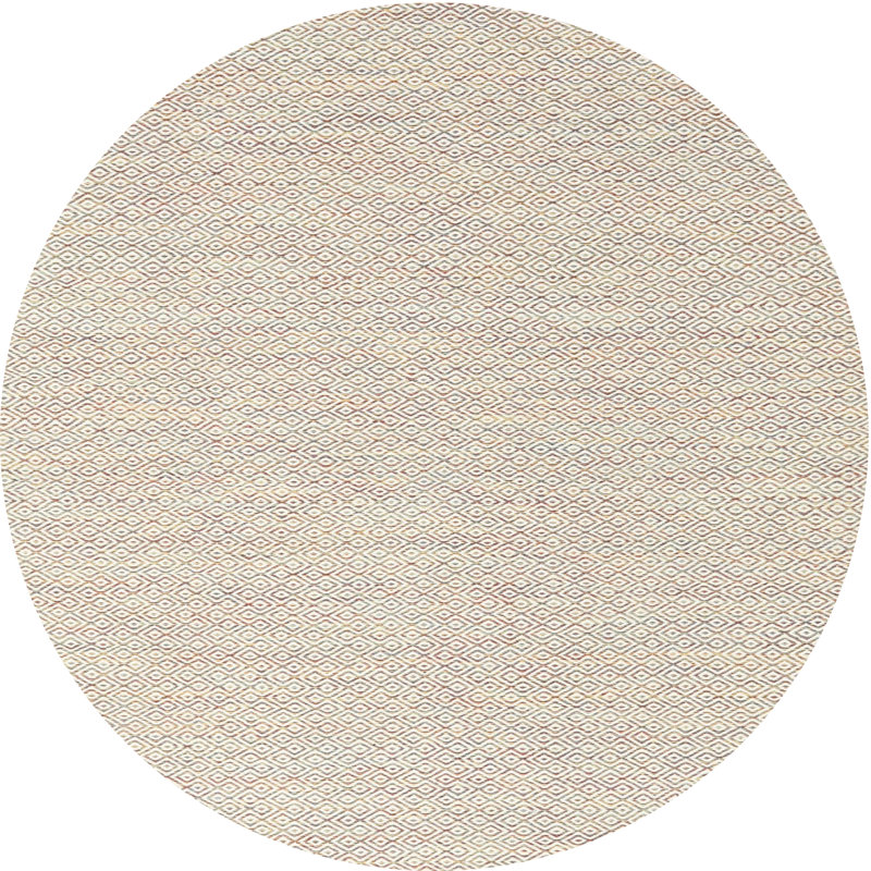 Tapis contemporain beige / gris, Rond 5 pi