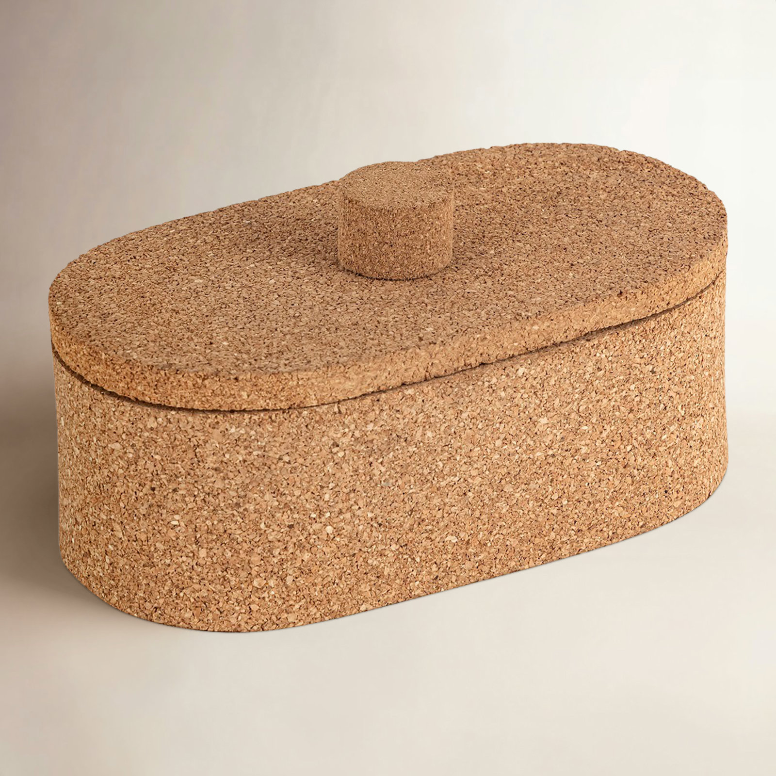 Small Oval Cork Box, 3.75" H x 4.25" W x 7.75" D