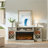  70" Farmhouse Electric Fireplace TV Stand for TVs Up to 80" with Glass Door Cabinets & Timer-795347776