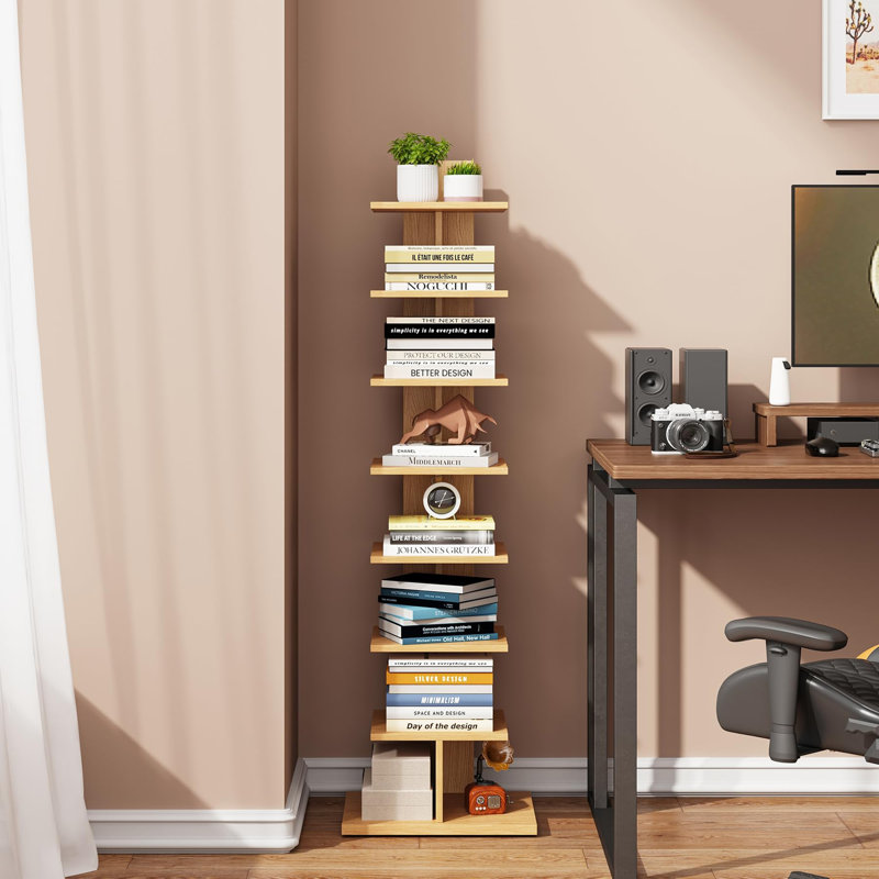 Bibliothèque verticale étroite à 8 niveaux, Natural