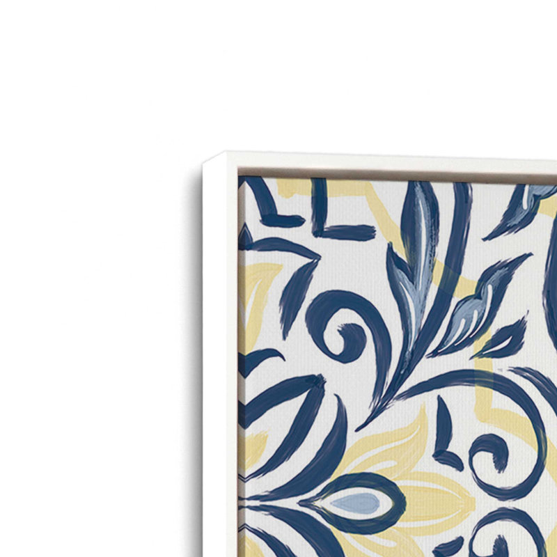 Reproduction d'art marine et jaune par Cat Thurman Designs, L 30 x H 40, Toile avec cadre, Blanc
