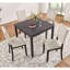 Ensemble de table de salle à manger moderne pour 4 personnes, table en bois noir antique avec 4 chaises rembourrées en lin beige, 5 pièces