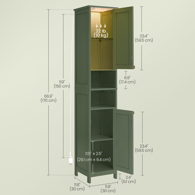 Armoire de rangement mince pour salle de bain, Vert