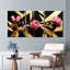 Tableau mural sur toile à motifs floraux géométriques dorés (lot de 3)-1201581673