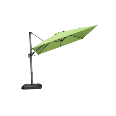 Grand parasol carré en porte-à-faux de 9 pi avec base et rotation à 360 degrés