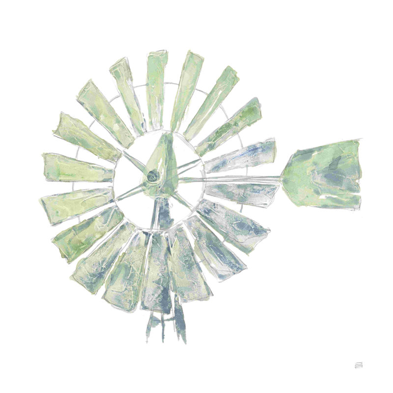 «Textural Windmill III» par Chris Paschke - Peinture, H 12 po x l 12 po, No, Toile tendue