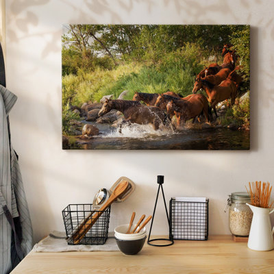 Sunlit Horses IV-Gallery Wrapped Canvas