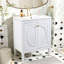 Meuble-lavabo blanc de 30 po sans assemblage requis avec lavabo en céramique, deux portes à fermeture en douceur et tablette réglable, style campagne moderne