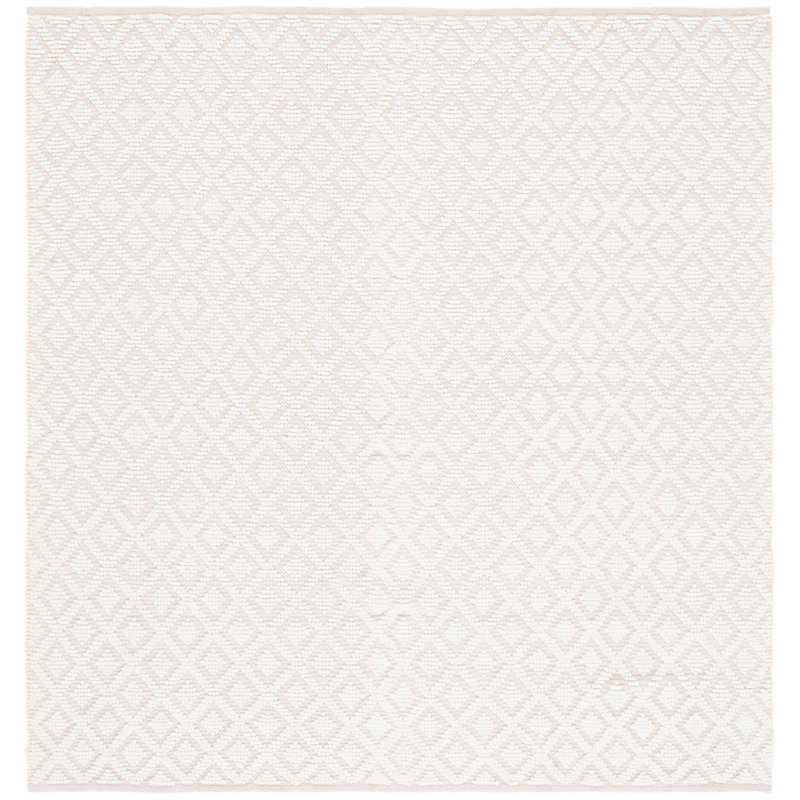 Bareen Geometric Handmade Tufted Wool/Cotton Area Rug in Ivory, Square 4'