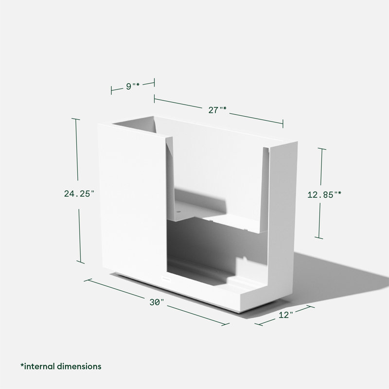 Block Series Span Planter, White, 24.25” H x 30” W x 12” D