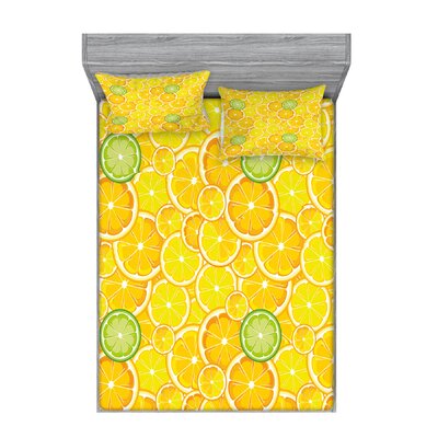 Lemon Orange Lime Fruit Citrus Round Cut Circles Big and Small Sheet Set -  Ambesonne, bswpil_21883_queen