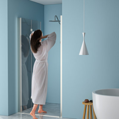 Brushed Nickel Shower Door 34"W X 72"H With Tempered Glass - Space Saving, Adjustable, Easy Finish Mesmerizing
