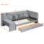 Lit de jour simple tapissier avec tiroirs, tablettes, armoires rabattables et table d'appoint-118022242