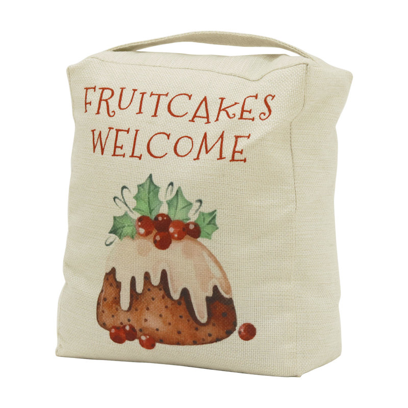 Arrêt de porte de Noël en tissu avec poignée - Friutcakes Welcome