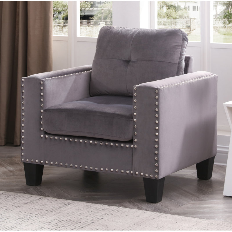 Caceres Velvet Armchair, Gray