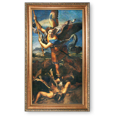 «St. Michael Vanquish Satan» par Raphael The World, reproduction d'art classique sur toile, estampe numérique sur toile, 30 x 16 po