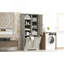 Armoire de rangement de salle de bain avec portes et tiroirs, panier à linge inclinable, plusieurs espaces de rangement, style autoportant, tablette ouverte, tablette réglable, chêne-307600279