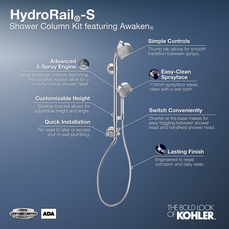 Hydrorail-S Shower Column Kit, Vibrant Brushed Nickel