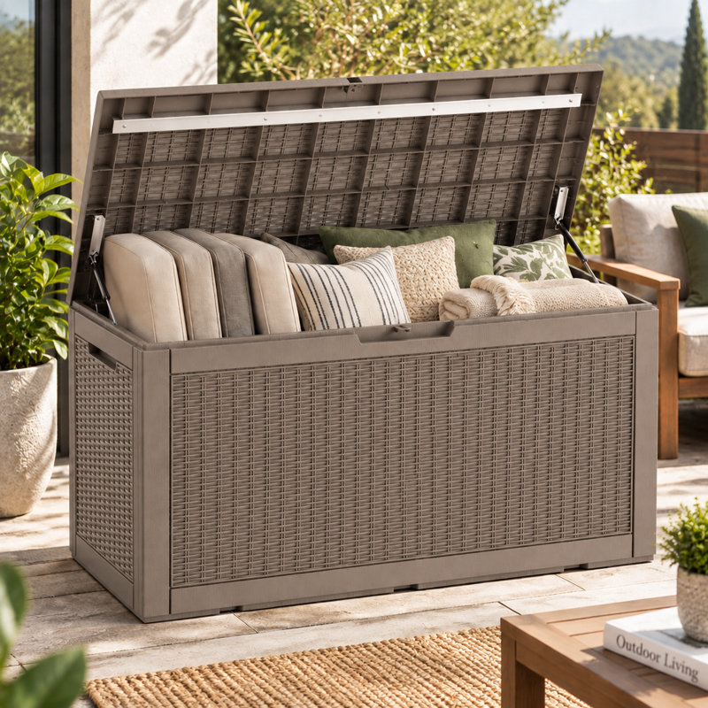 Boîte de rangement 110 gallons, 24.5" H x 48" W x 21.5" D, Brun clair