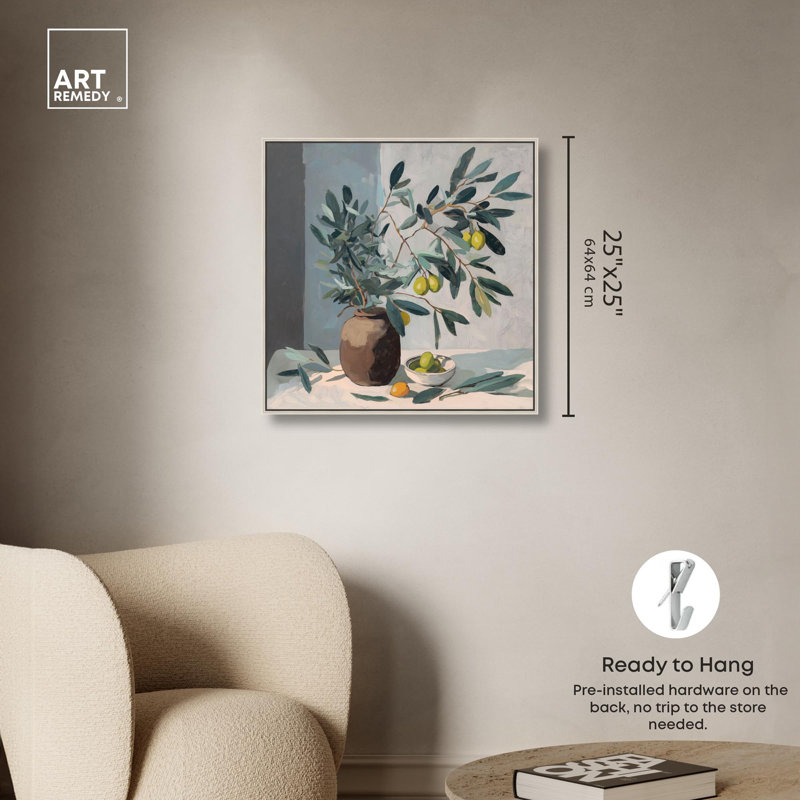 "Olive Branch", reproduction d'art sur toile par Art Remedy, H 24 po x l 24 po, Silver Frame