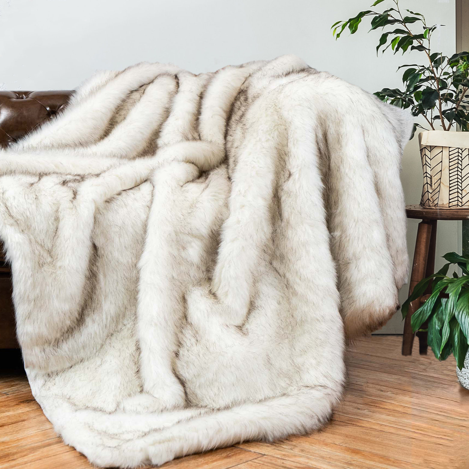 Marrakesh Faux Fur Throw Blanket, 50" W x 80" L