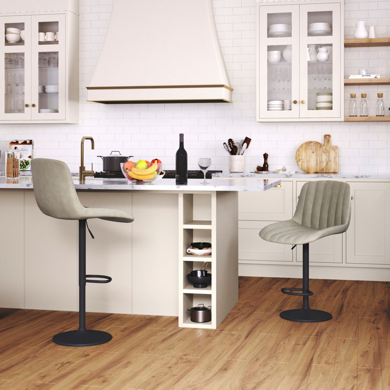 Adjustable Height Counter Stool with Metal Frame, Taupe