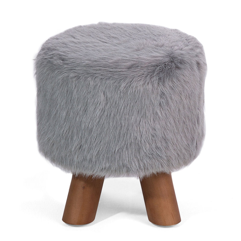 Adeline 33cm Wide Round Solid Colour Standard Ottoman, Grey