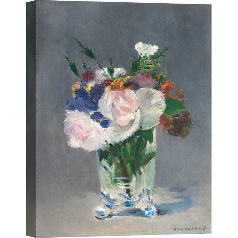 Flowers In A Crystal Vase by Edouard Manet - Wrapped Canvas Art Prints, 100cm H x 70cm W x 4cm D