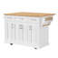 Grand îlot de cuisine de 54 pouces avec abattant en bois d'hévéa, chariot de cuisine à roulettes en relief sur 4 roues avec 4 portes et 3 tiroirs, îlot de cuisine avec rangement pour la cuisine, la salle à manger-1013845357