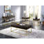 Table de bout de style contemporain avec tiroirs dissimulés et pieds en acier doré, parfait pour les espaces de vie modernes-304747108