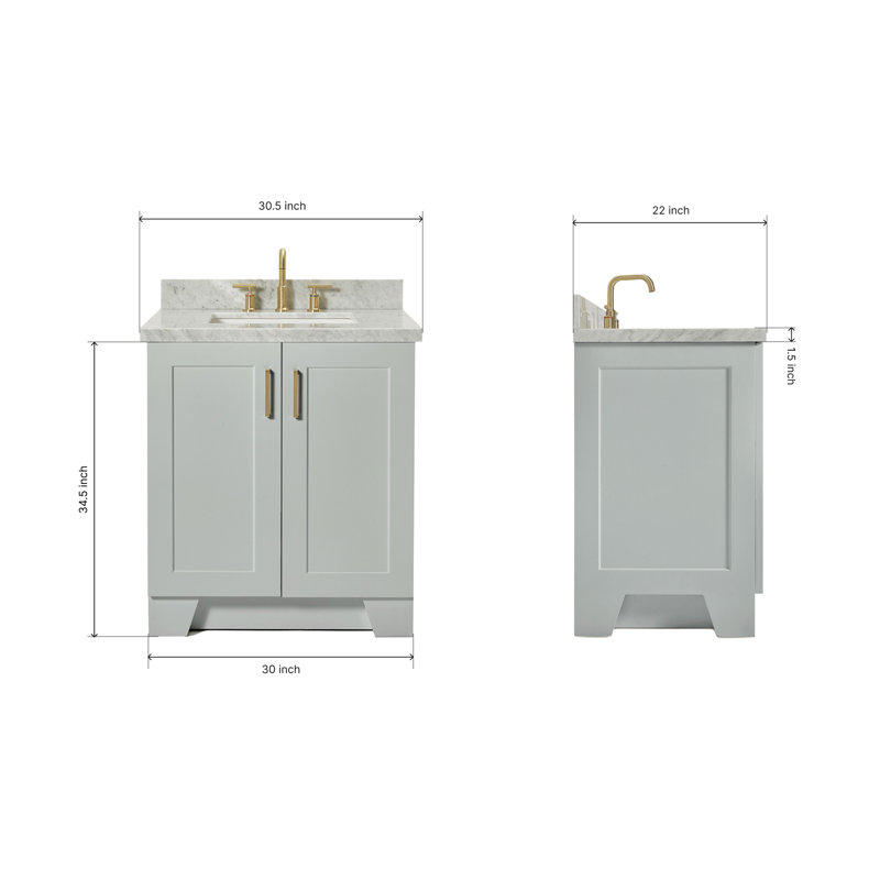 ARIEL TAYLOR 31 IN RECTANGLE SINK VANITY, Gray, Rectangle