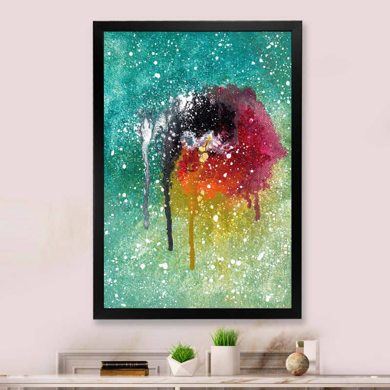 «Grunge Abstract Paint Splash», reproduction d'art sur toile encadrée, Cadre noir, H 20 po x l 12 po x P 1 po