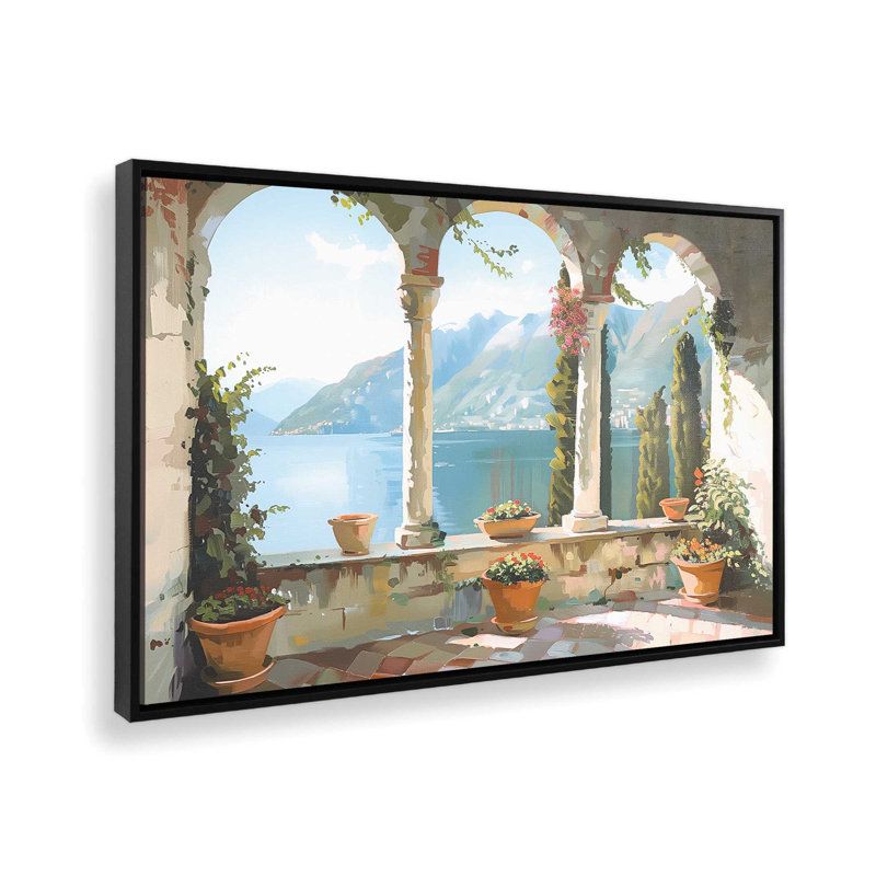 _Lakeside Repose, reproduction sur toile, Cadre flottant noir satiné, H 14 po x l 20 po x P 1,75 po