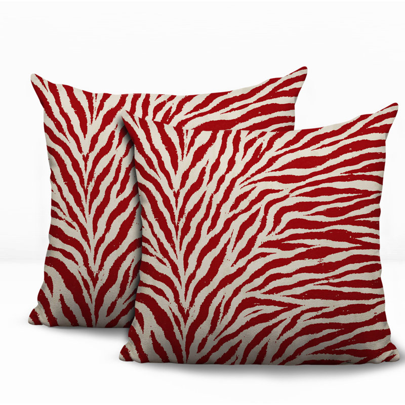 Oreiller réversible Jay Zebra, Red, 18x18