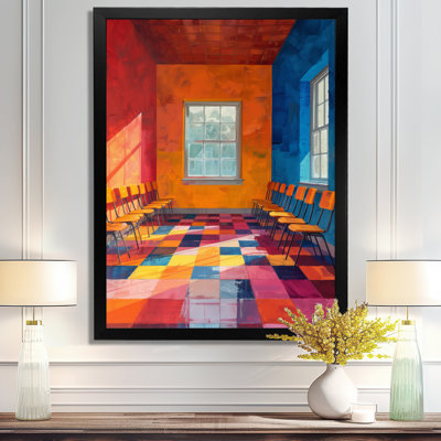 Orange, école créative bleue, art mural I