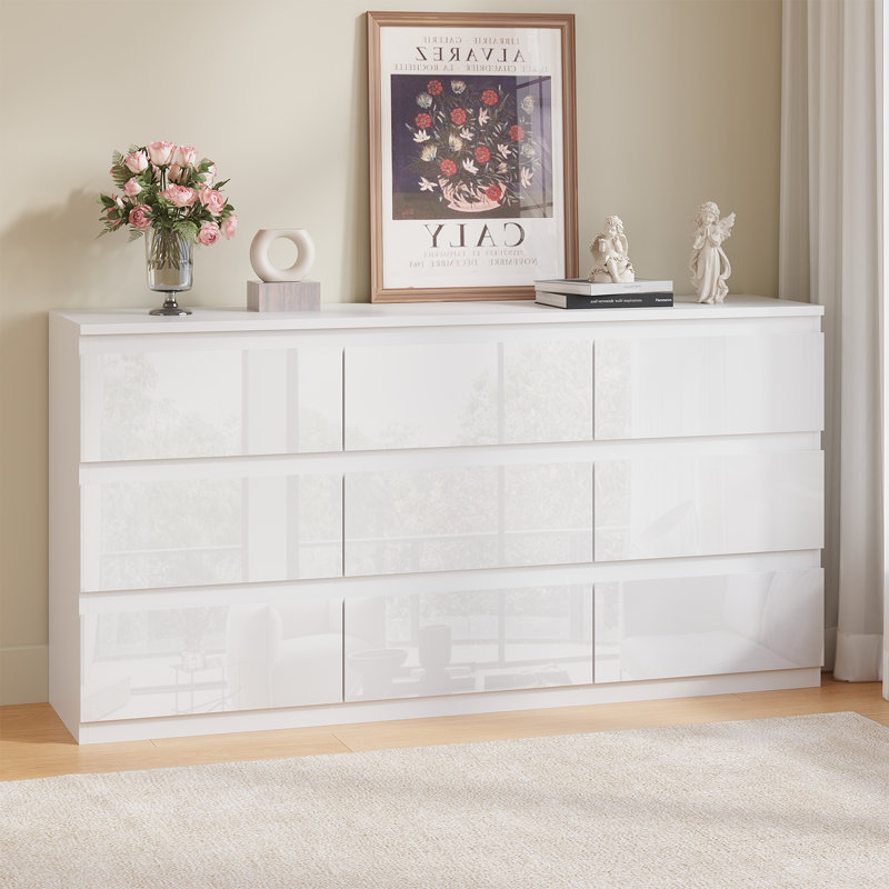 Commode 9 tiroirs Ato, l 55,1 po, Blanc