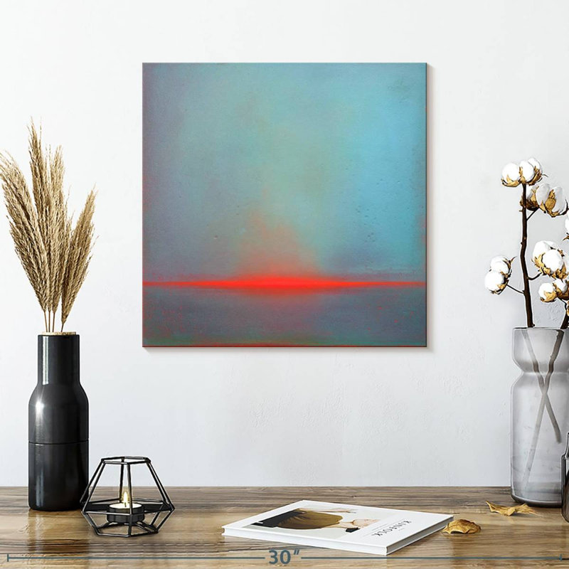 Red Horizon Line, 16" H x 16" W