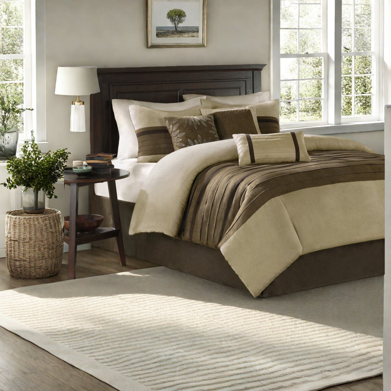 Soft Faux Suede Bedding Sets Full Size, Modern Transitional Home Comfort