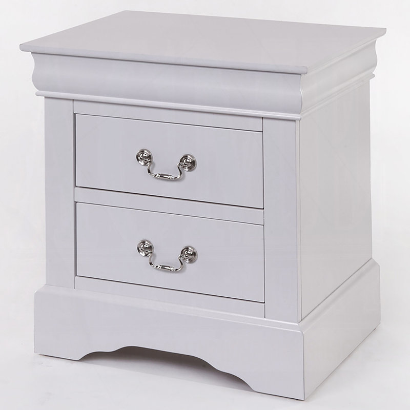 1pièce table de chevet 2 tiroirs exquise de style Louis Phillipe, idéale pour la décoration de chambre à coucher et de rangement pratique