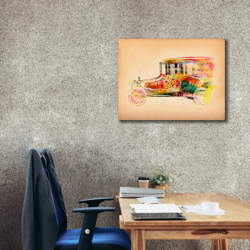 «Folsfagen Car 3» par Mark Ashkenazi, art mural sur toile, H 26 po x l 34 po x P 1,5 po