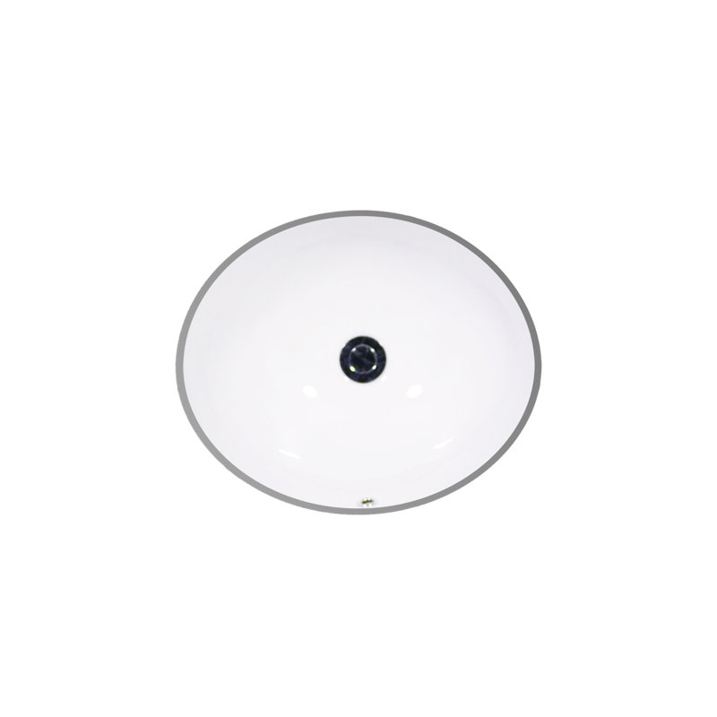 Lavabo de salle de bain ovale encastré en porcelaine vitreuse avec trop-plein, Blanc