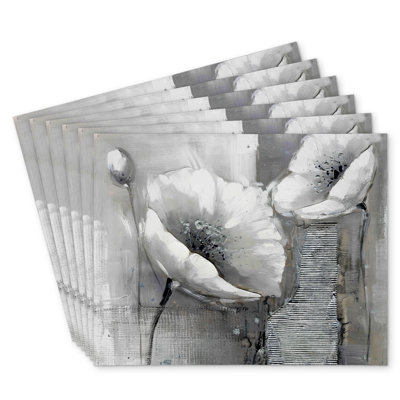 Industrial Monochrome Flowers Polyester Bonniview Set of 6