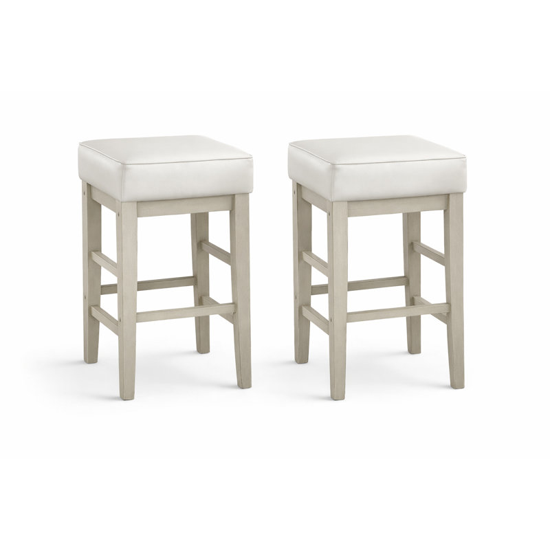 Tabouret de comptoir rembourré en similicuir Duffield, Tabouret de comptoir (siège d'une hauteur de 26 p, Blanc