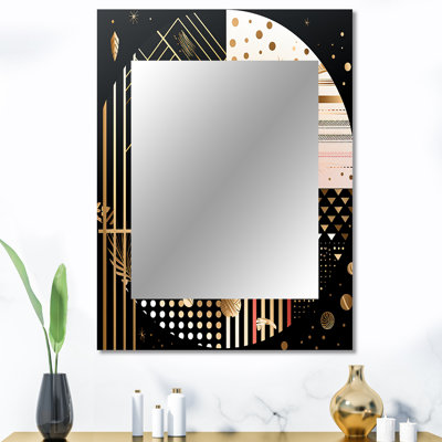 Golden Geometric Glam Full Moon II - Gold Wall Mirror Decor
