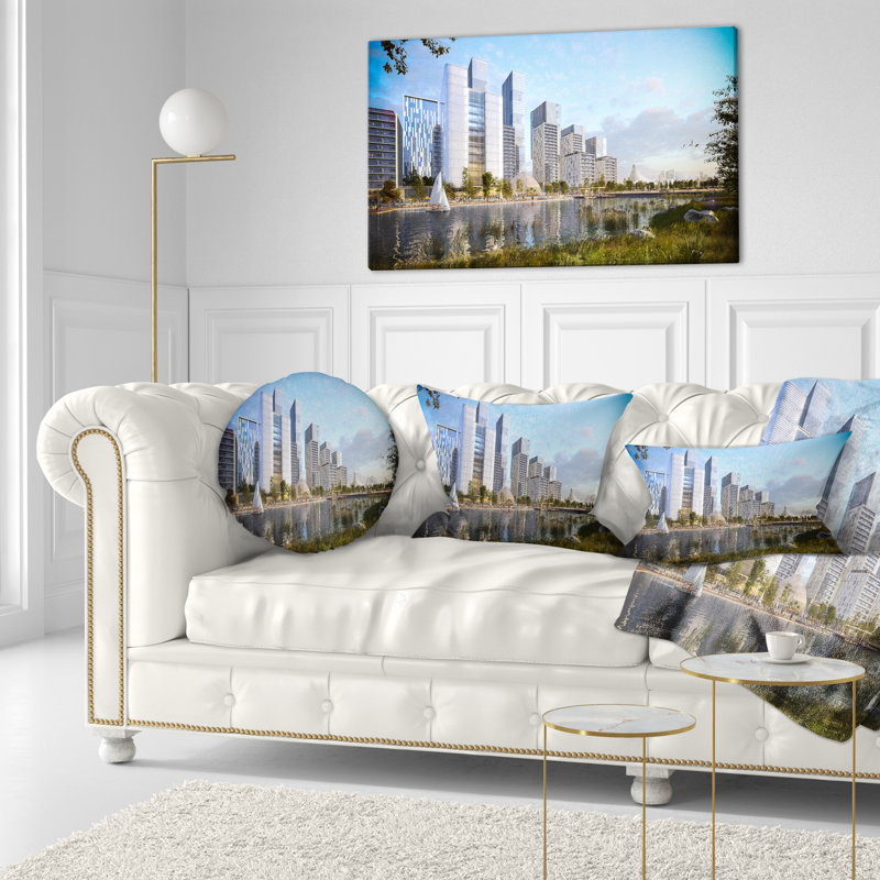 Coussin décoratif à photographie cityscape designart’résidentielle complex'