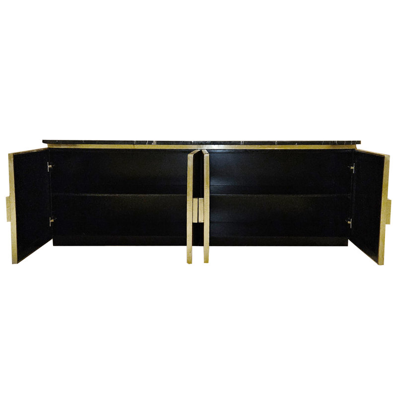  79in Large Brass Cabinet with Marble Top